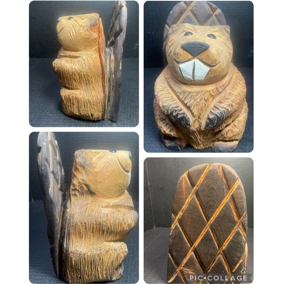 VINTAGE HANDCARVED WOODEN BEAVER FROM COLORADO Approx 10” 4lbs - Picture 9 of 16
